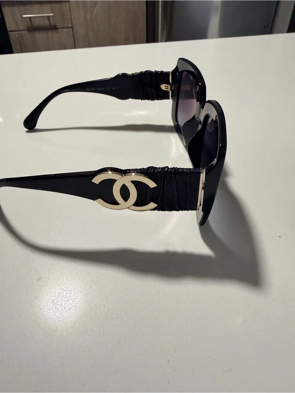 CHANEL Black Sunglasses with Gold CC Emblem with Case